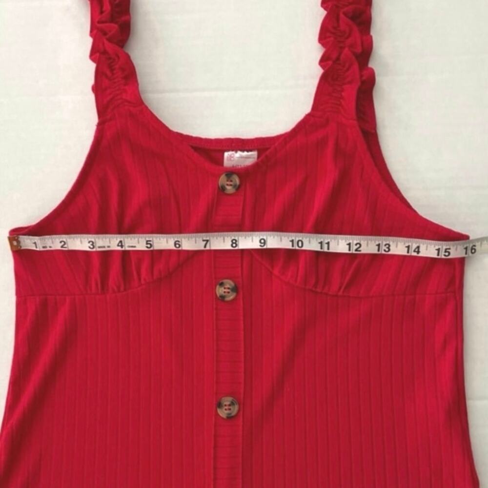 No Boundaries Red Babydoll Cami Juniors Size L Ruffle Straps Stretchy Layer Y2K - Picture 8 of 11